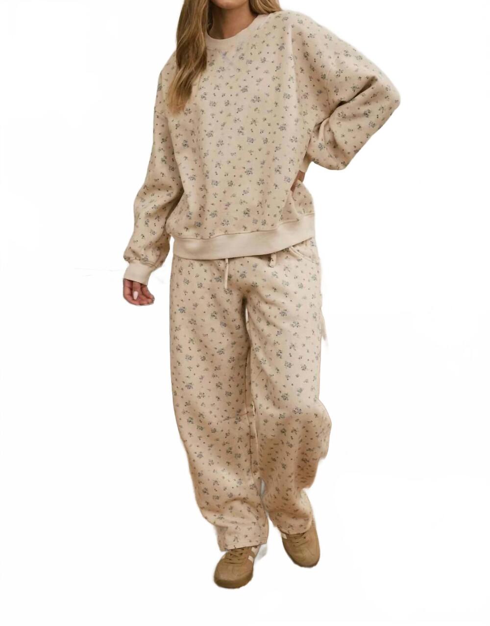 NEW BLU PEPPER ditsy boxy crew neck sweatshirt in floral